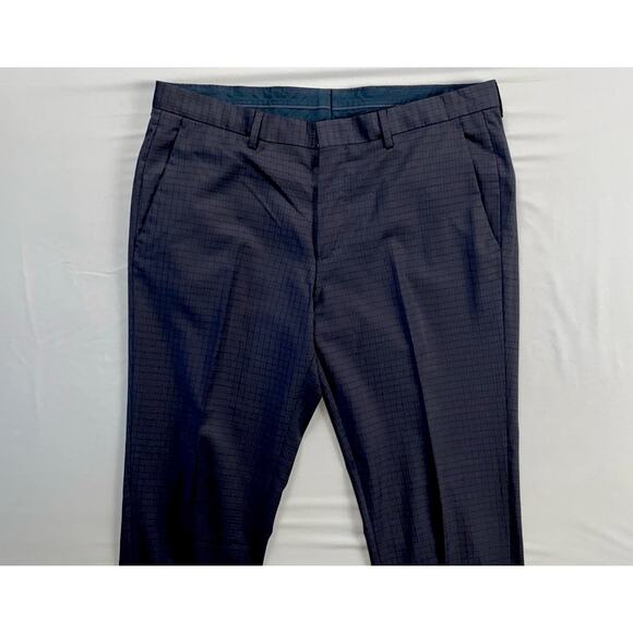 Hugo Boss Hugo3/Genius2 Flat Front Tri-Check Wool Flannel Dress Pants. 40R 35X31 - Picture 5 of 9